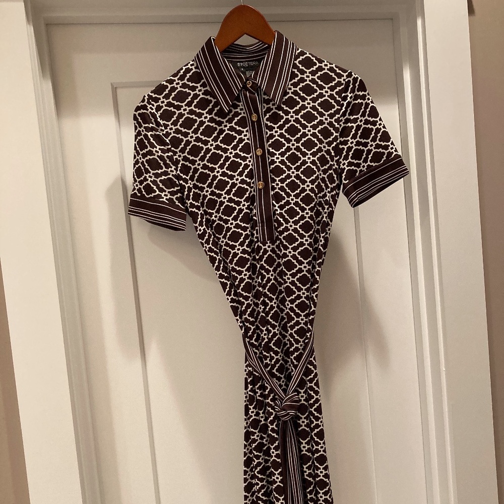 ETCETERA Brown/Ivory Rayon Dress Sz 4